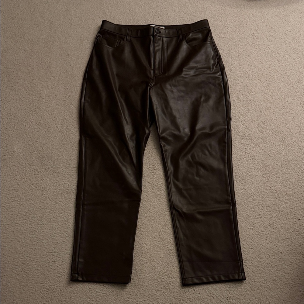 Brown Faux Leather Pants